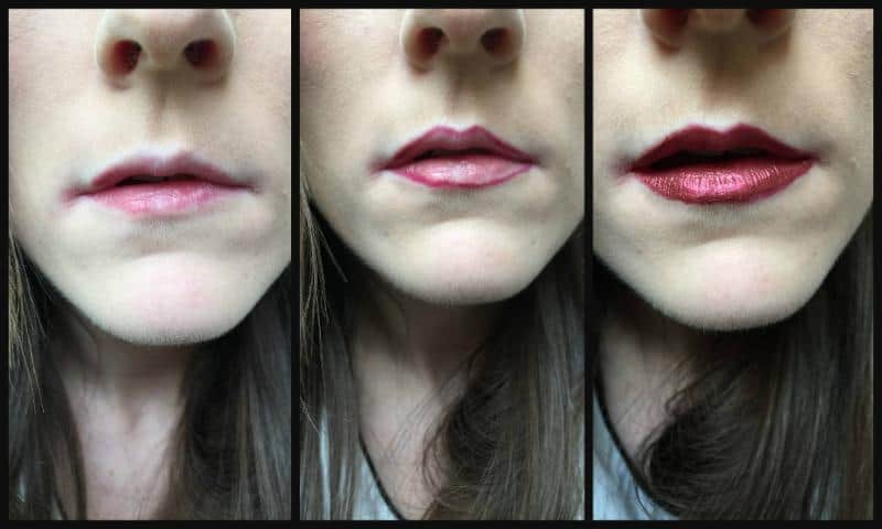 Get perfect lips for Christmas with Maybelline Metallic foil lip kit in Scorpion before and after
