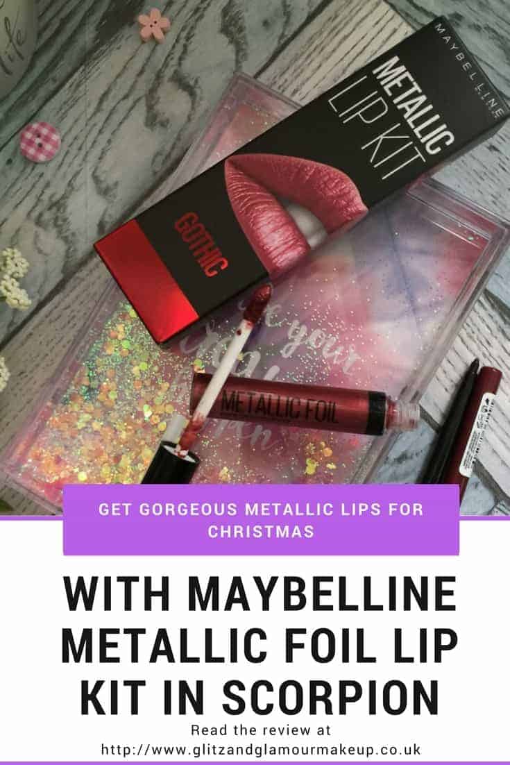 get gorgeous metallic lips for christmas with maybelline metallic foil lip kit in scorpion
