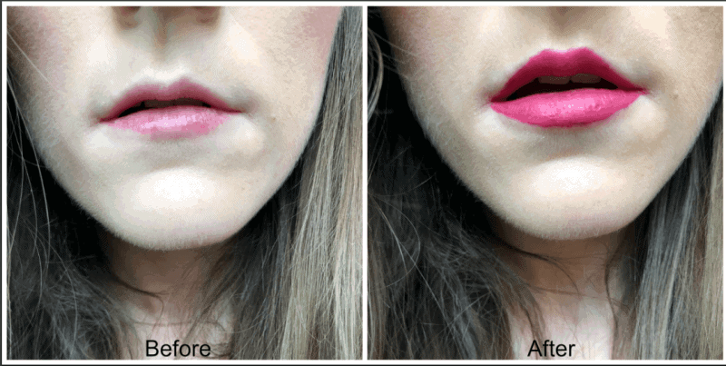 rimmel stay matte before and after liquid lipstick in heartbeat