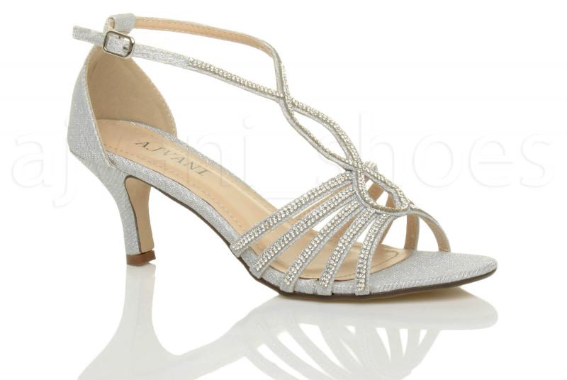uppersole mid heel strappy diamante shoes