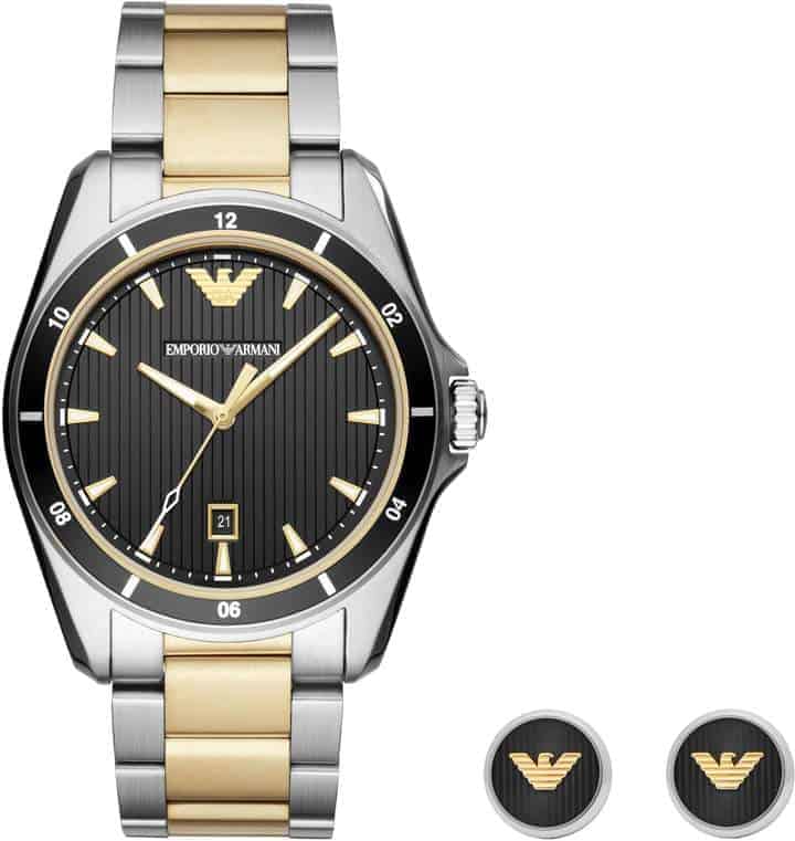 fathers day 2018 gift list emporio armani two tone sport watch and cuff links