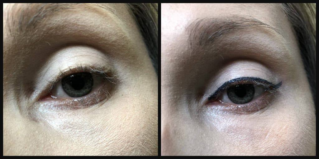 nyx strictly vinyl liquid eyeliner dauntless before and after