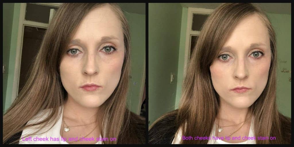 cyo lip and cheek stain here all day before and after