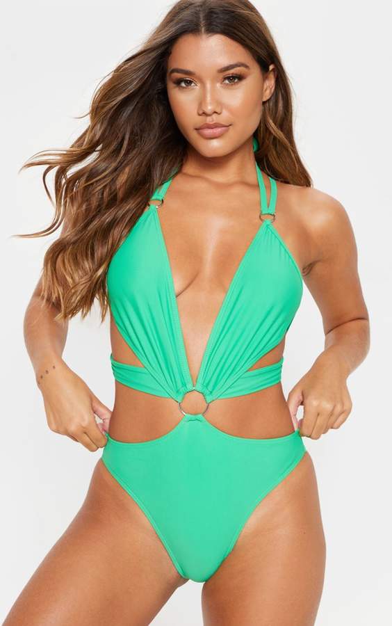 prettylittlething green swimsuit