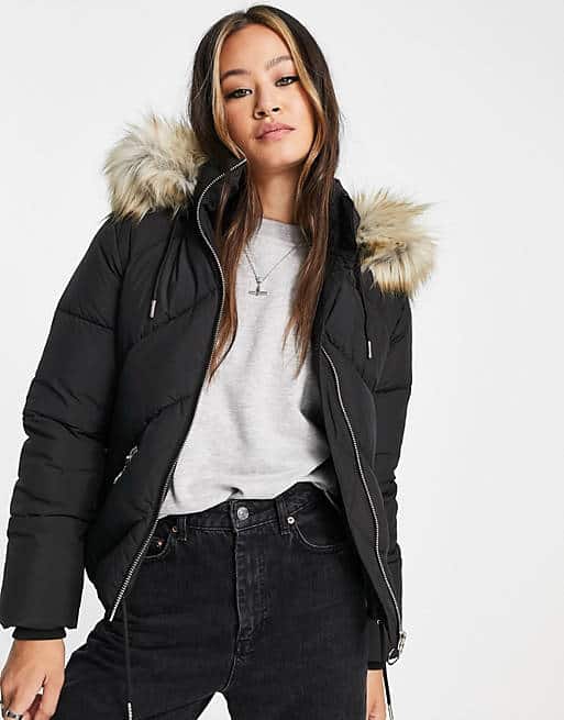 topshop padded coat with faux fur hood winter coats you'll love