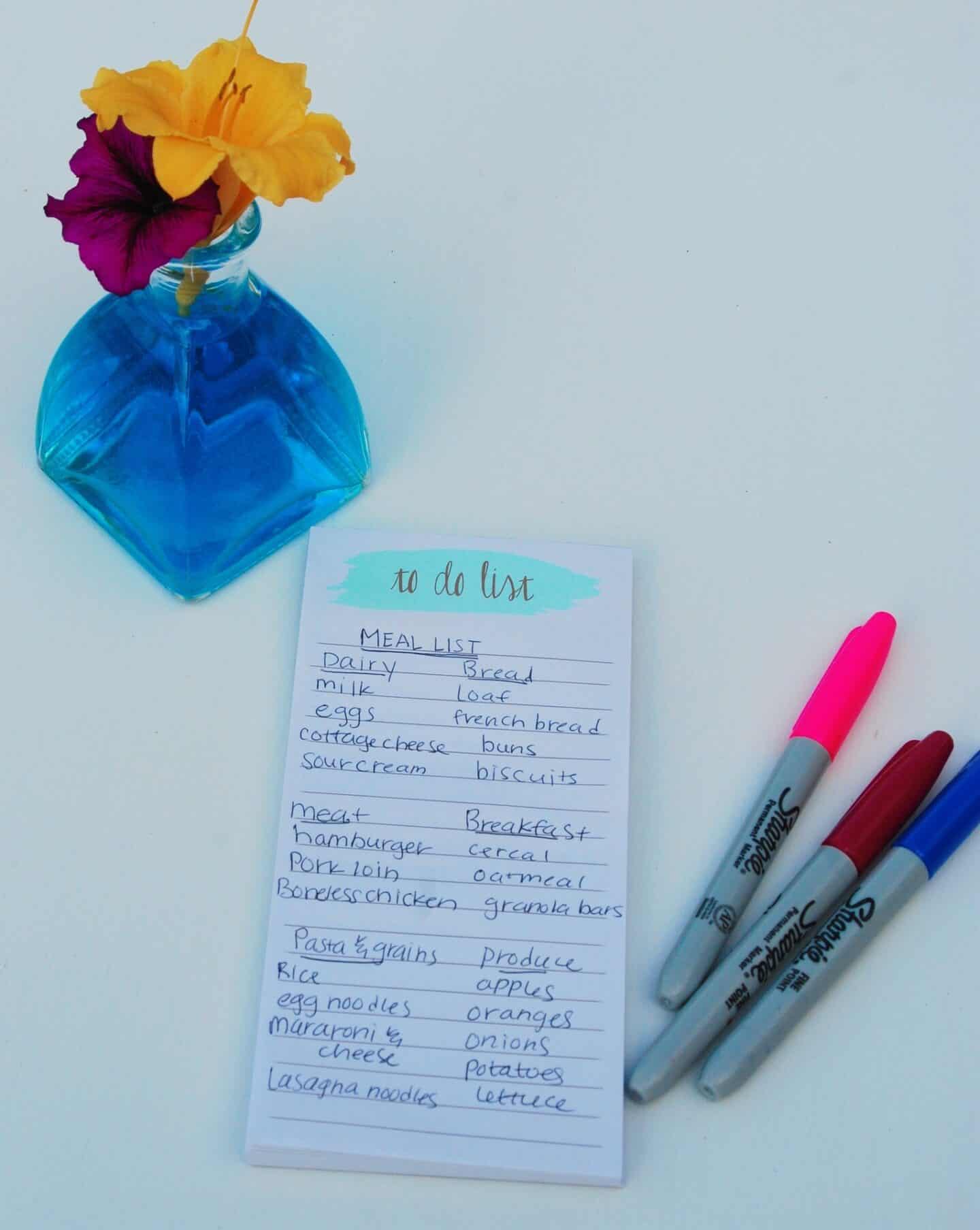 shopping lists are a great way of saving money