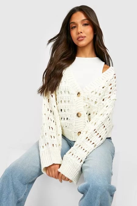 chunky pointelle oversized cardigan