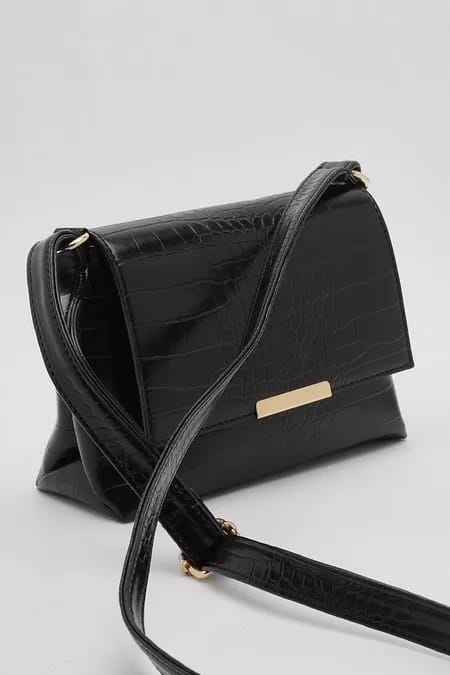 croc metal trim cross body bag