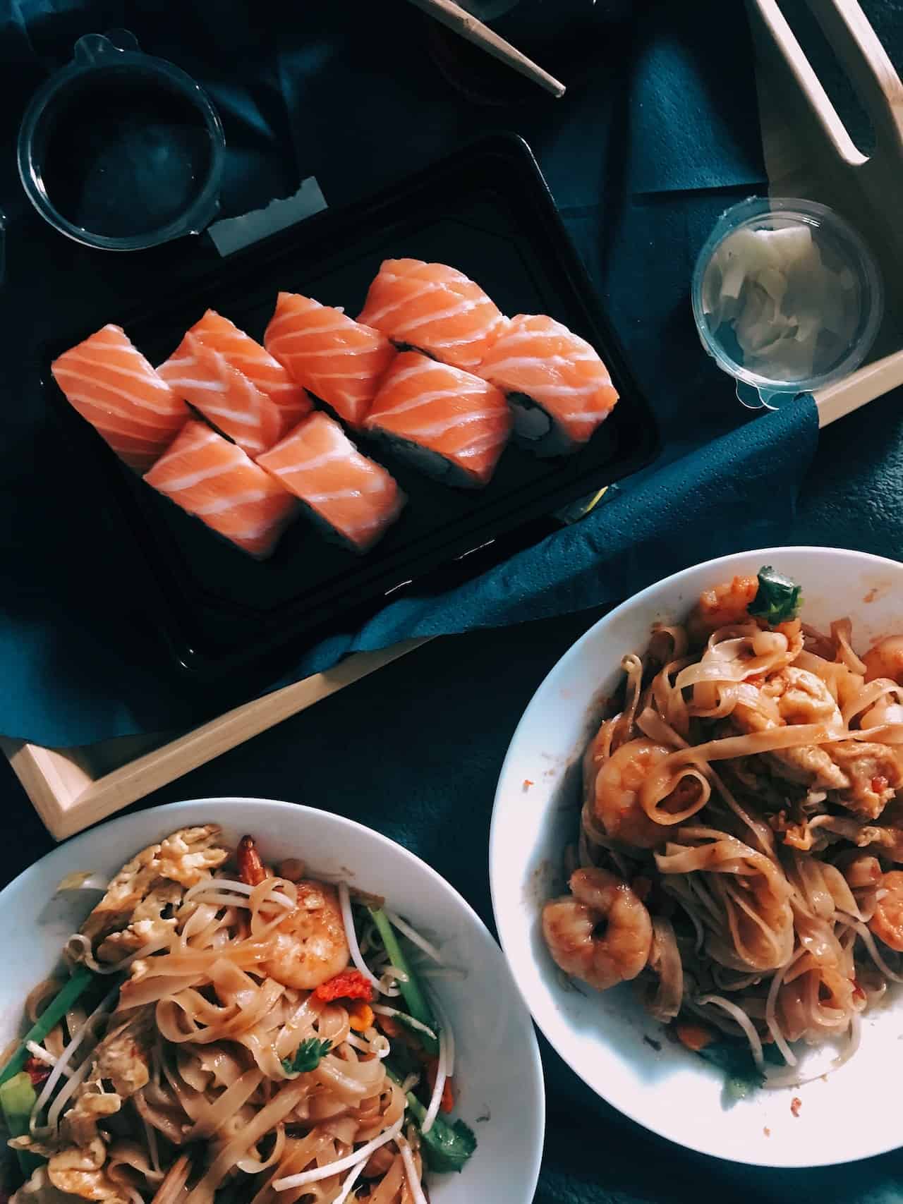 miso salmon and noodles